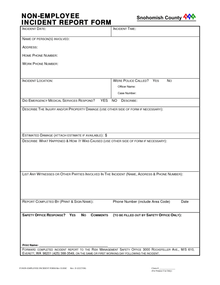 015 Hospital Incident Report Formemplate Word Sample regarding Fault ...