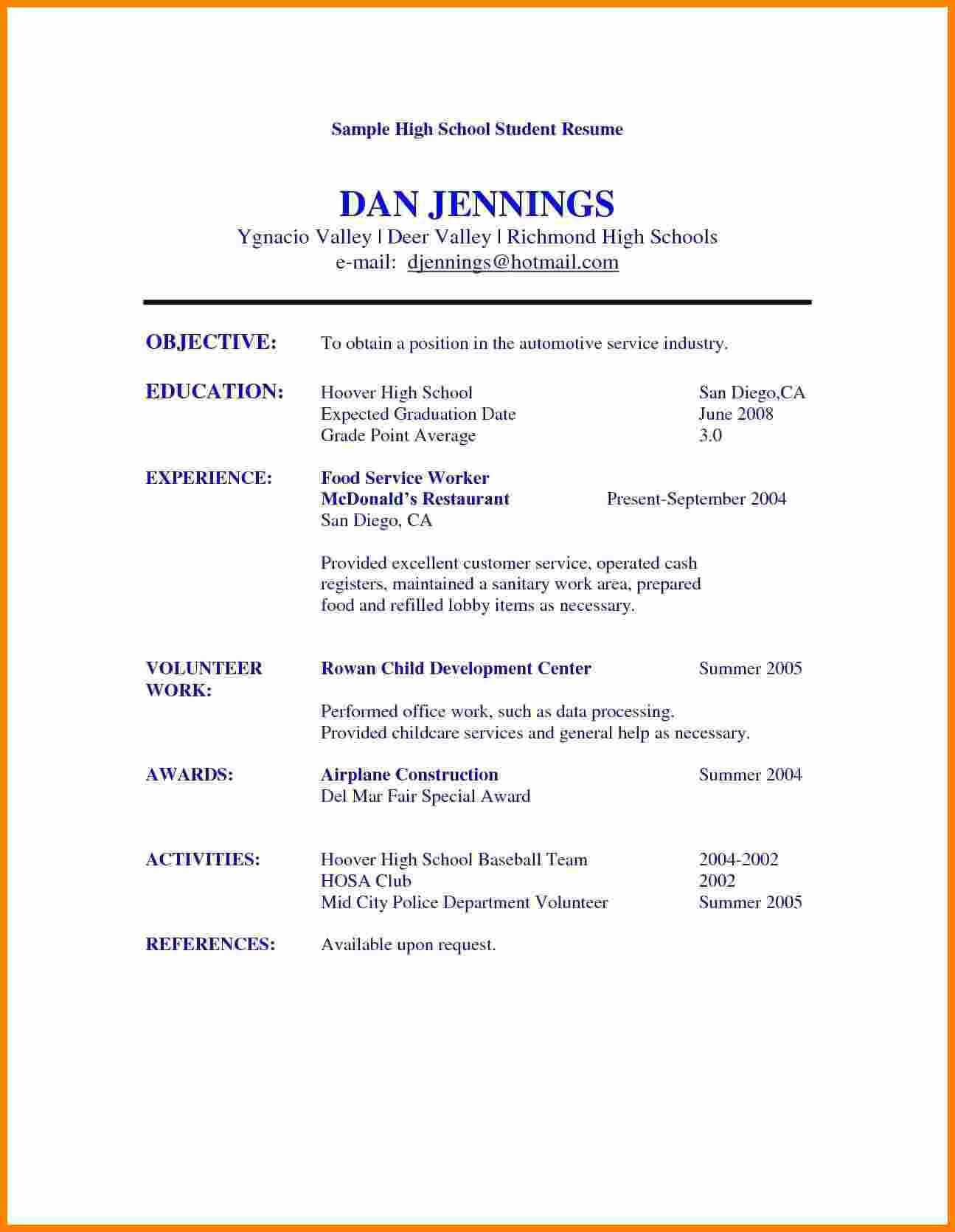 College Student Resume Template Microsoft Word