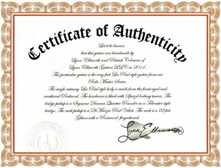 Photography Certificate Of Authenticity Template