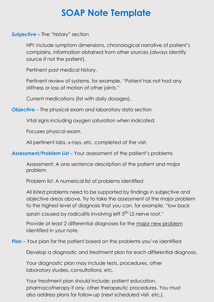 35 Soap Note Examples Blank Formats Writing Tips In History And 