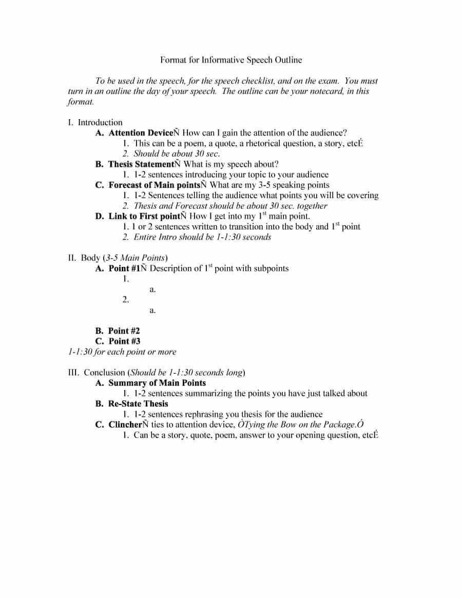 Speech Outline Template Word