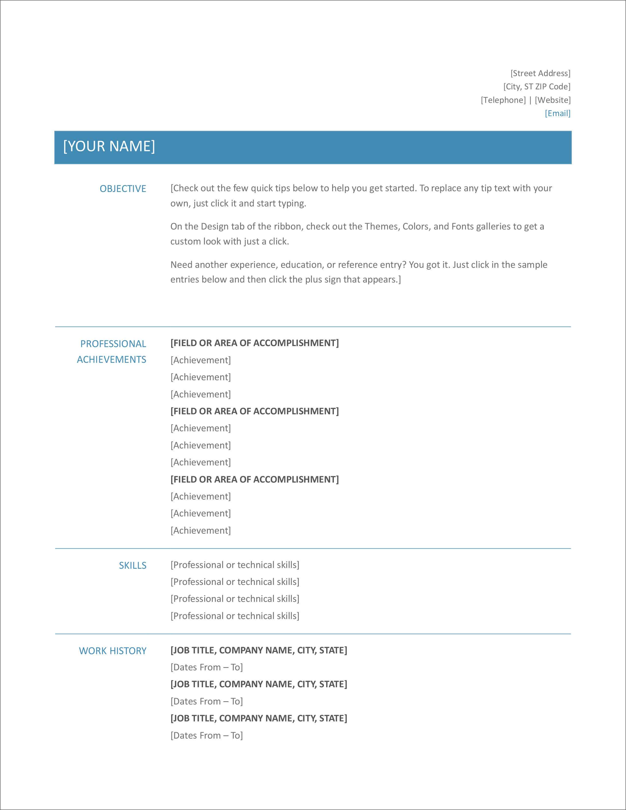resume template simple professional free