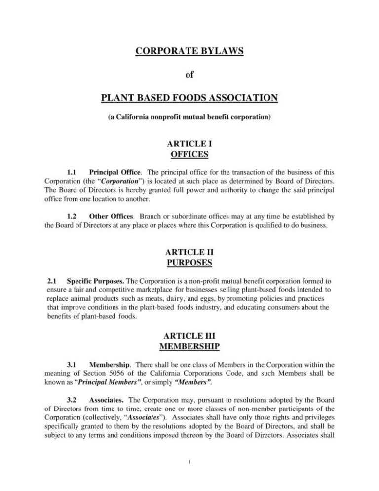 Corporate Bylaws Template Word