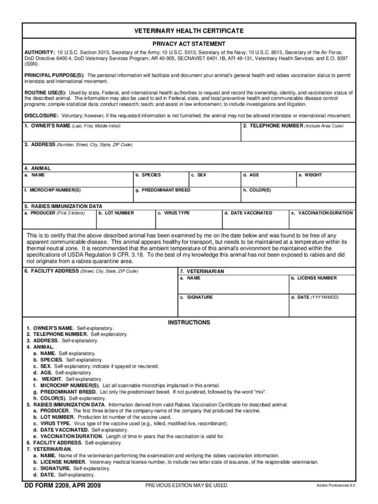 Printable Pdf Veterinary Health Certificate Form Printable Forms Free 