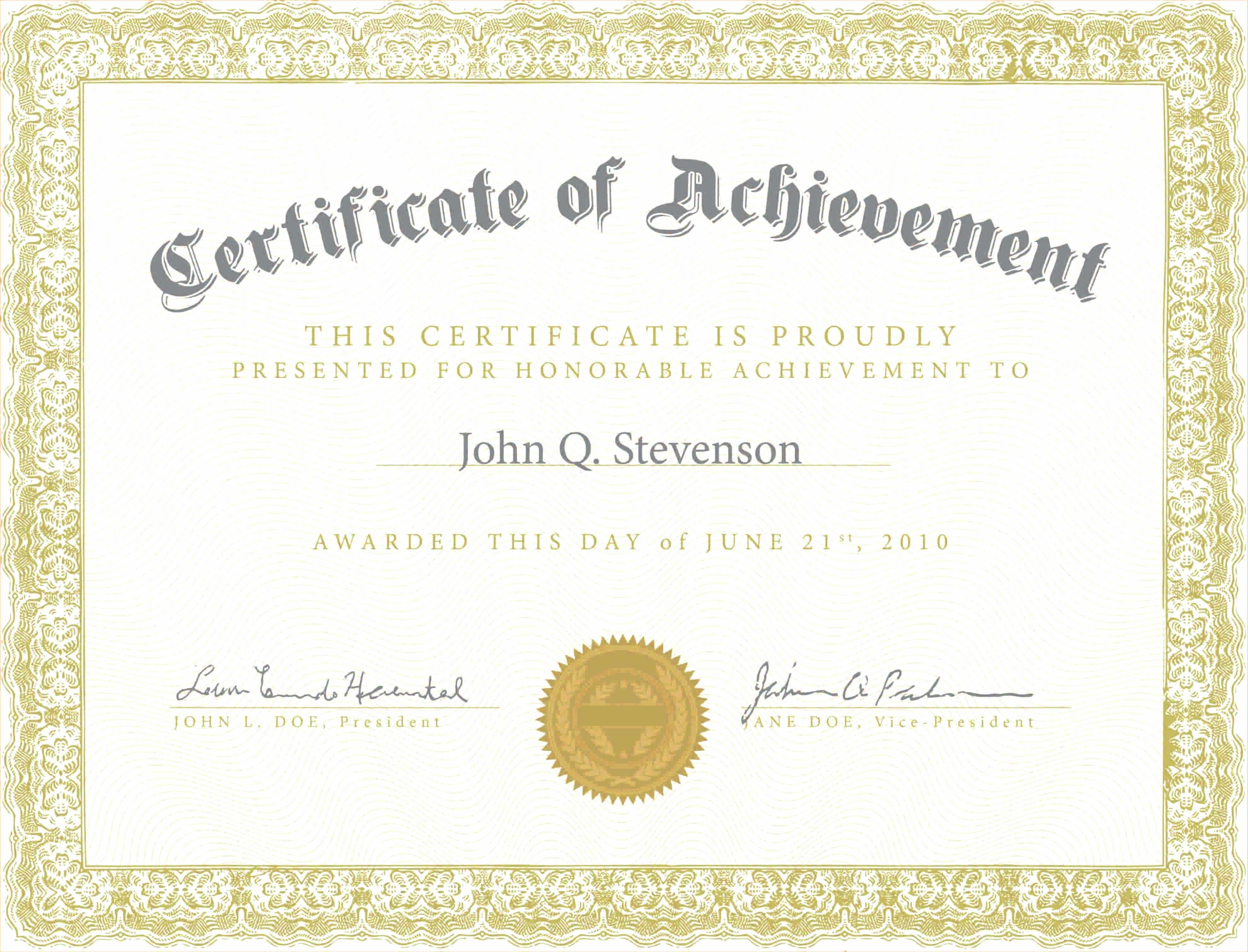 Certificate Of Achievement Army Template