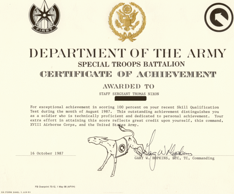 Army Certificate Of Appreciation Template