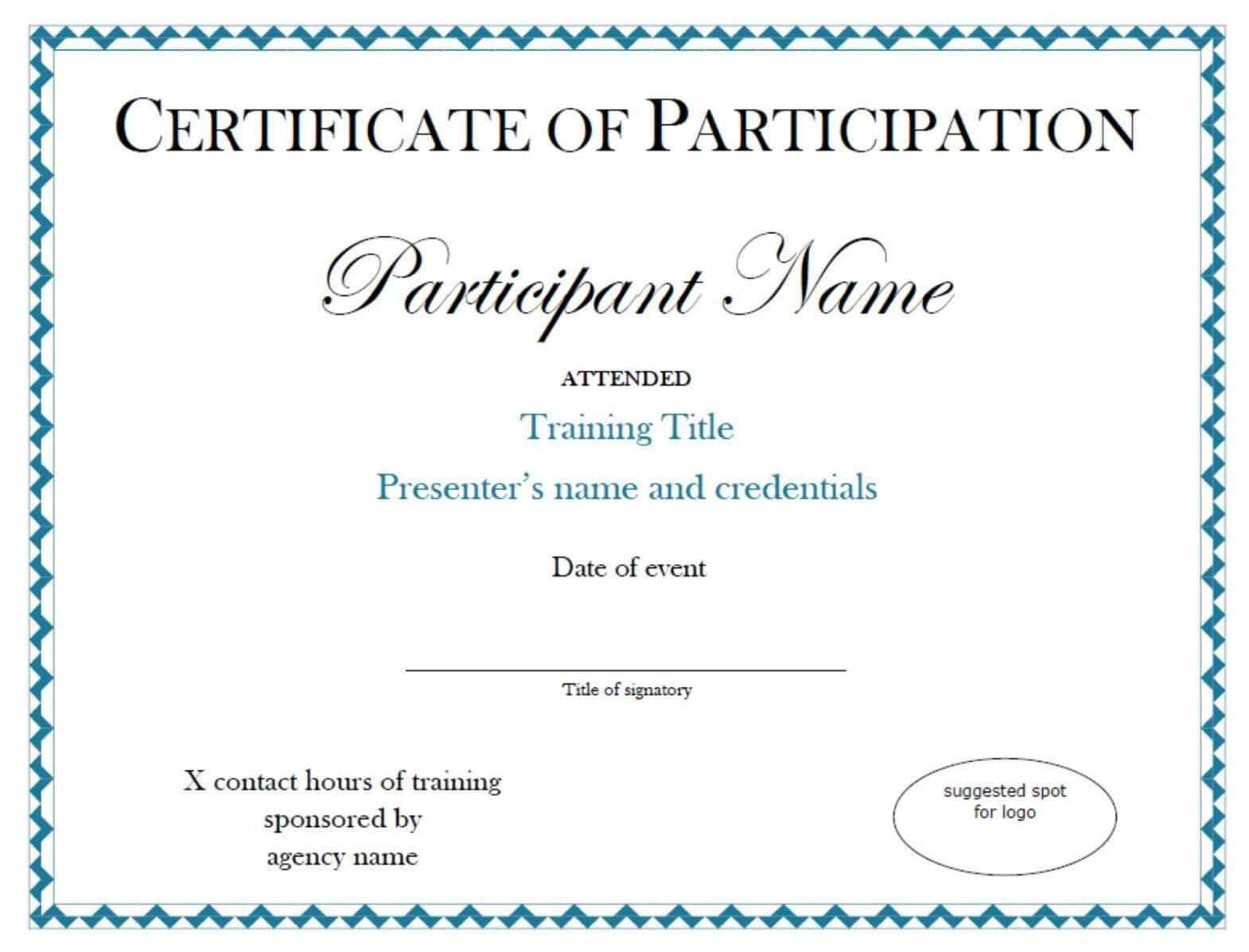 Certificates. Best Certificate Of Participation Template with ...