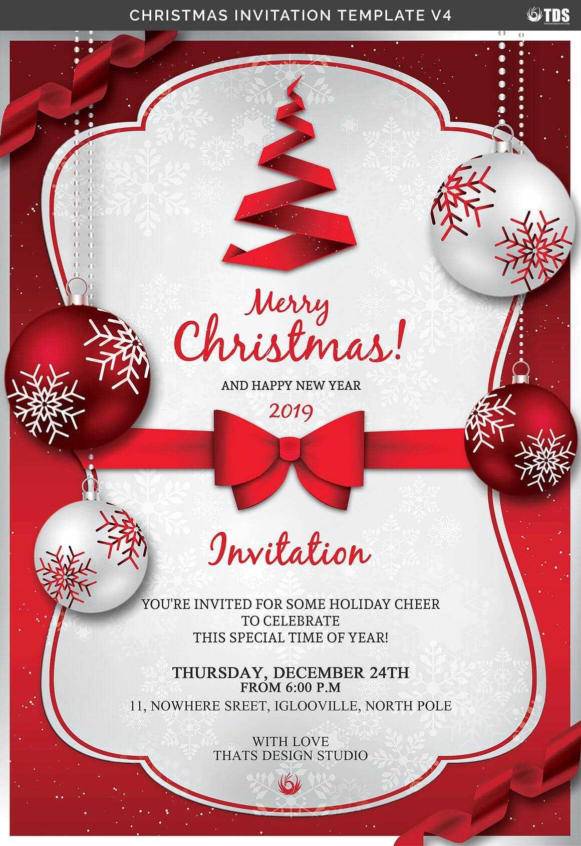 Christmas Invitation Template V4Thats Design Store On With Free 