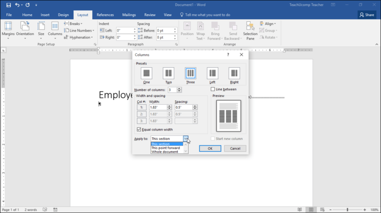 Create Columns In Word – Instructions And Video Lesson Pertaining To 3 ...