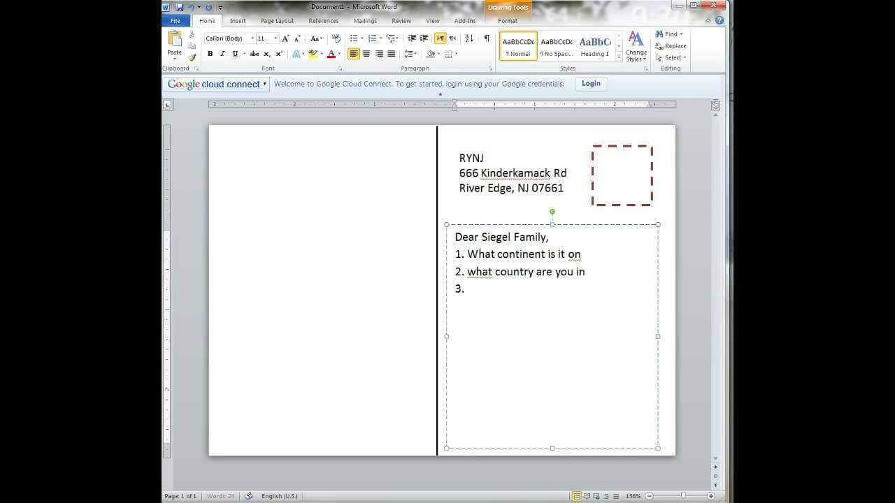 Microsoft Word 4X6 Postcard Template