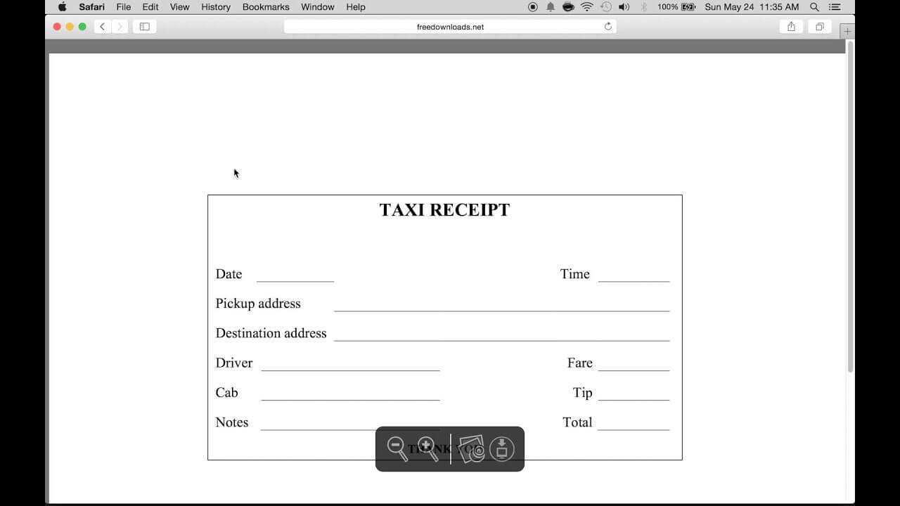 Download Blank Printable Taxi cab Receipt Template Excel In Blank Taxi Receipt Template