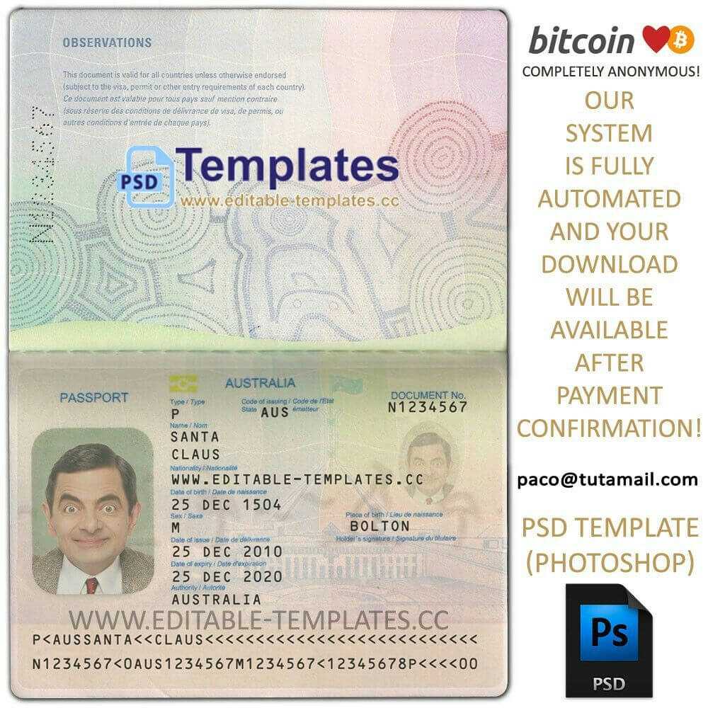 Editable Passport Templates Passport Template In 2019 Intended For