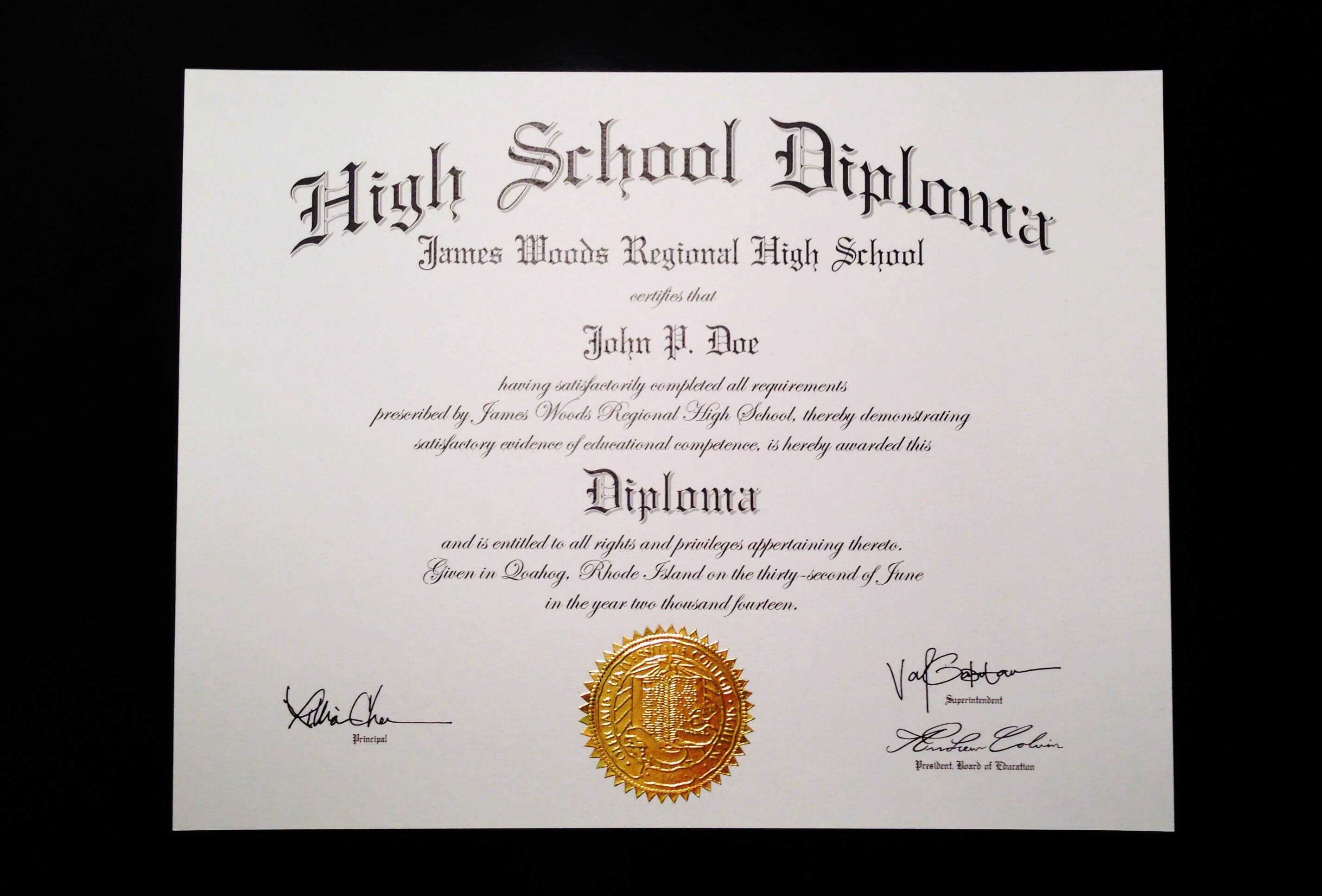 Fake High School Diploma Template Jeffrey D Brammer High In Ged Certificate Template 