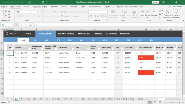 Fleet Management Spreadsheet Excel regarding Fleet Report Template ...