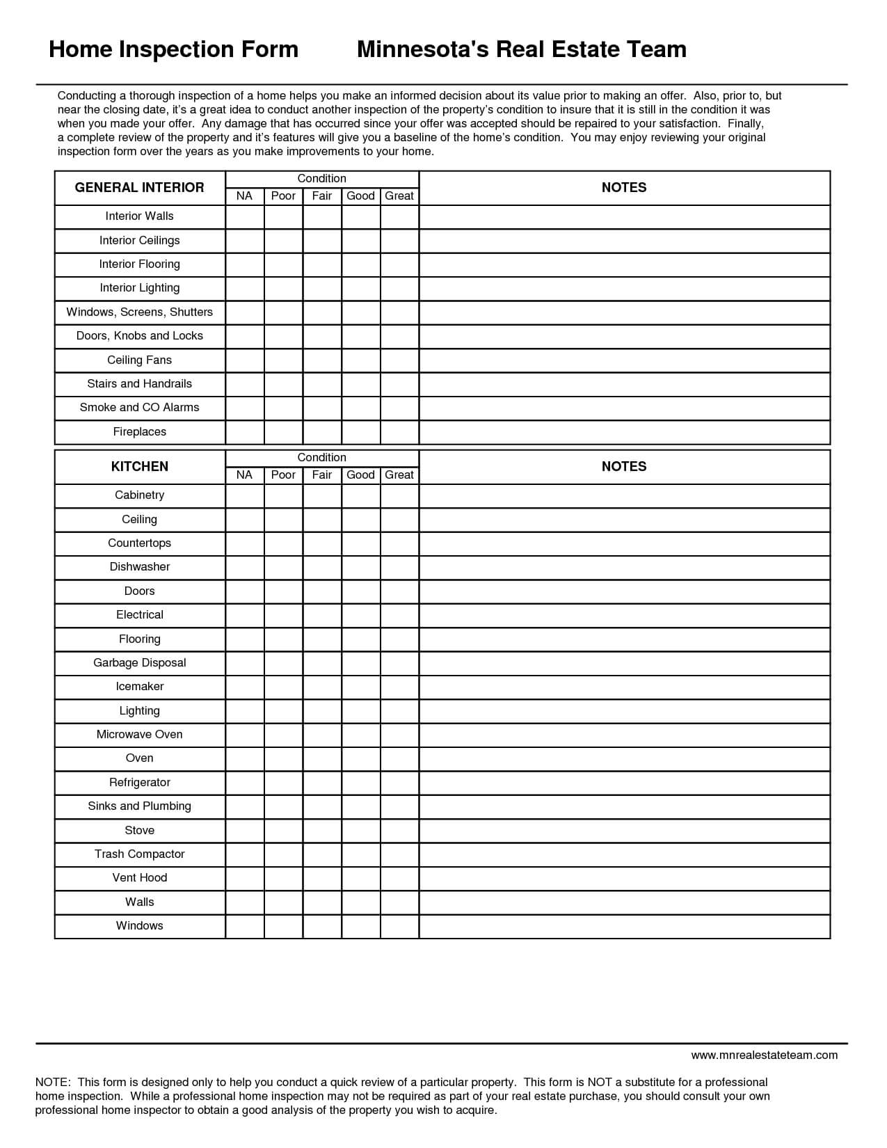 Free Home Nspection Forms Pdf Blank Report Professional Diy Regarding 