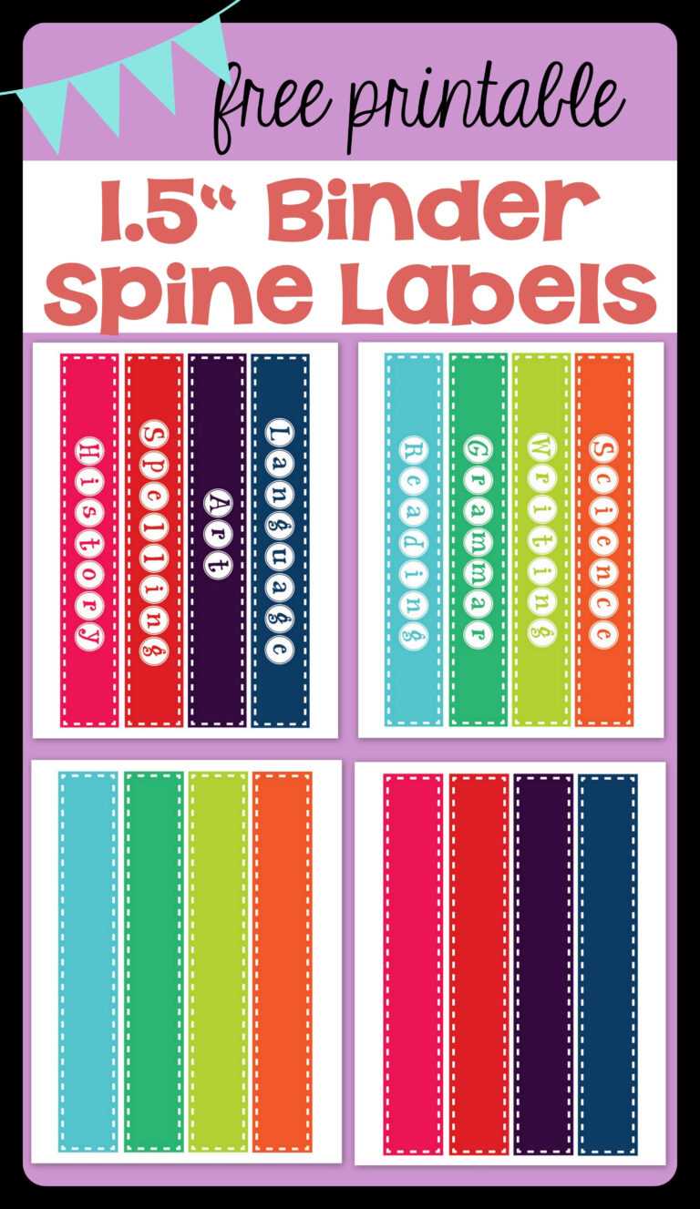 Free Printable 1 5 Binder Spine Labels For Basic School For Binder Spine Template Word 