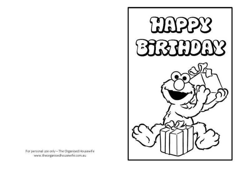 Free Printable: Birthday Cards | Coloring Birthday Cards In Elmo ...