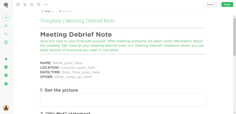 evernote templates menues