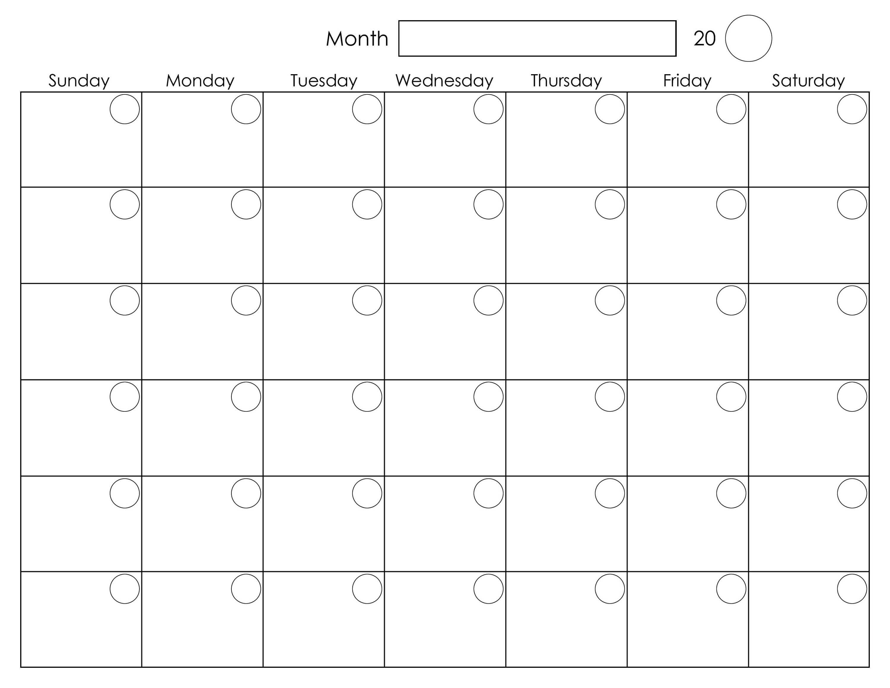 Printable Blank Monthly Calendar Blank Monthly Calendar Inside Blank 