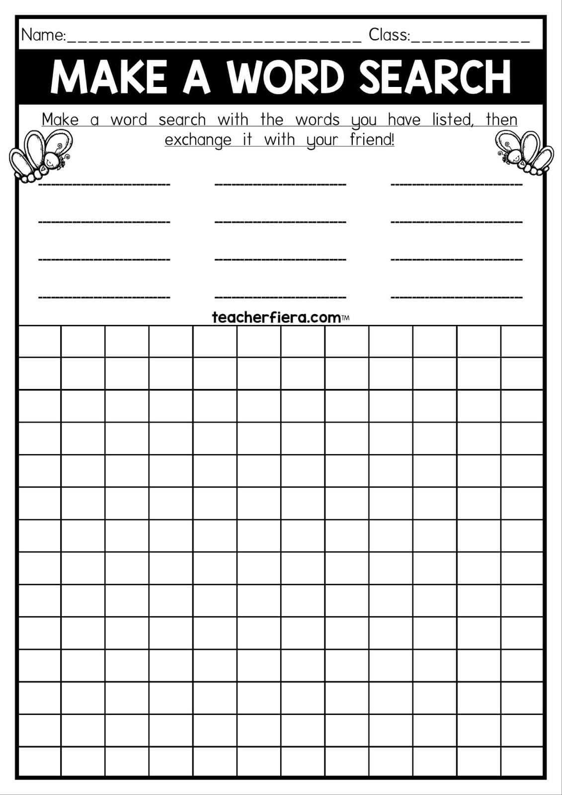 Teacherfiera Make A Word Search Inside Word Sleuth Template 