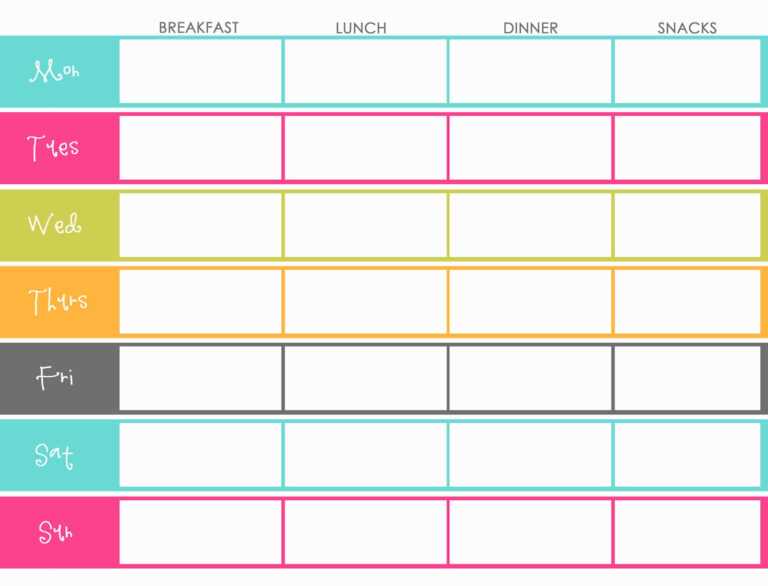 Weekly Meal Planner For Family Templates Printable Weekly Throughout 