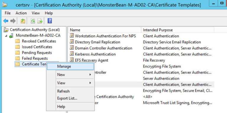 Domain Controller Certificate Template